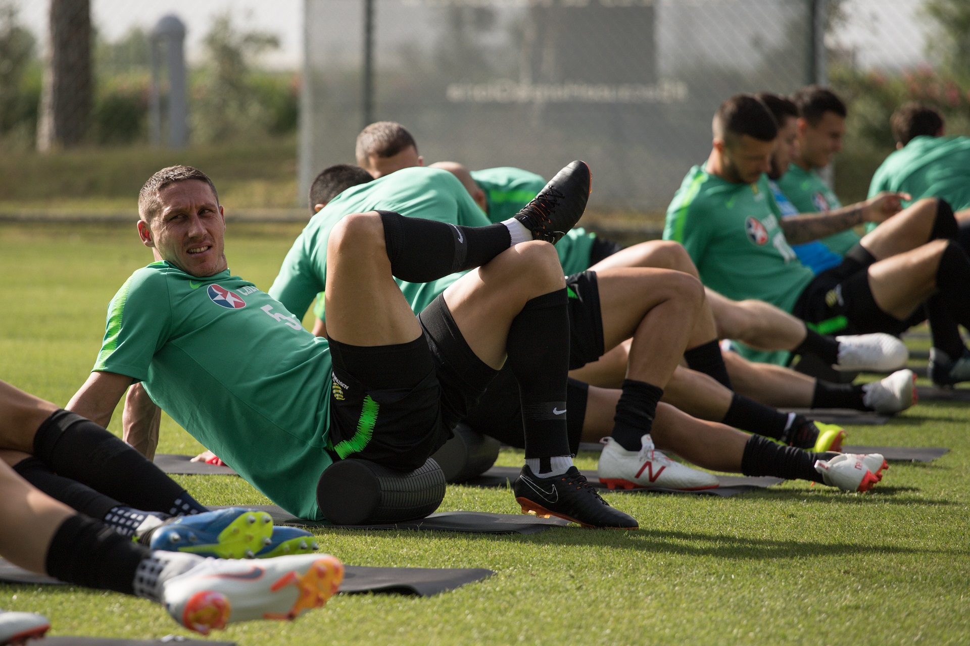 Mark Milligan during the warm up