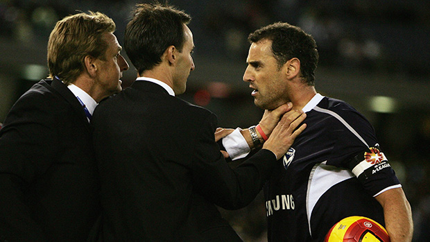 Reds coach John Kosmina and Victory defender Kevin Muscat clashed in 2006.