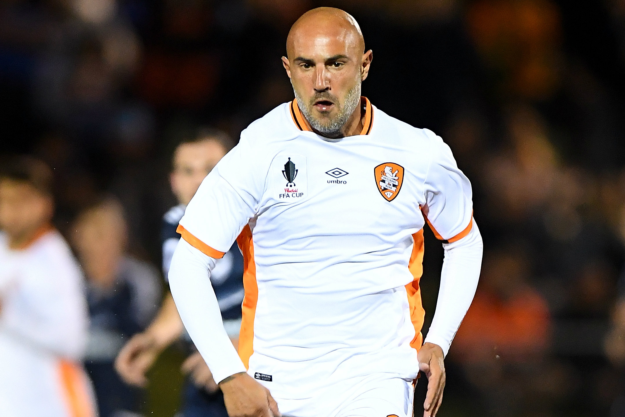 Massimo Maccarone in action for Brisbane Roar in the Westfield FFA Cup.