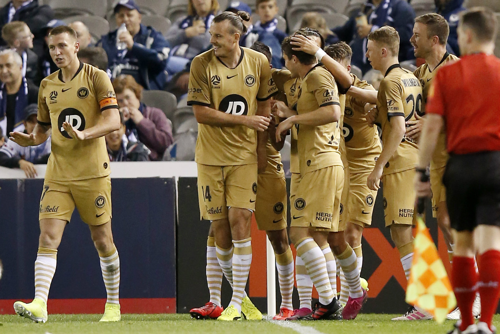 Wanderers celebrate a goal