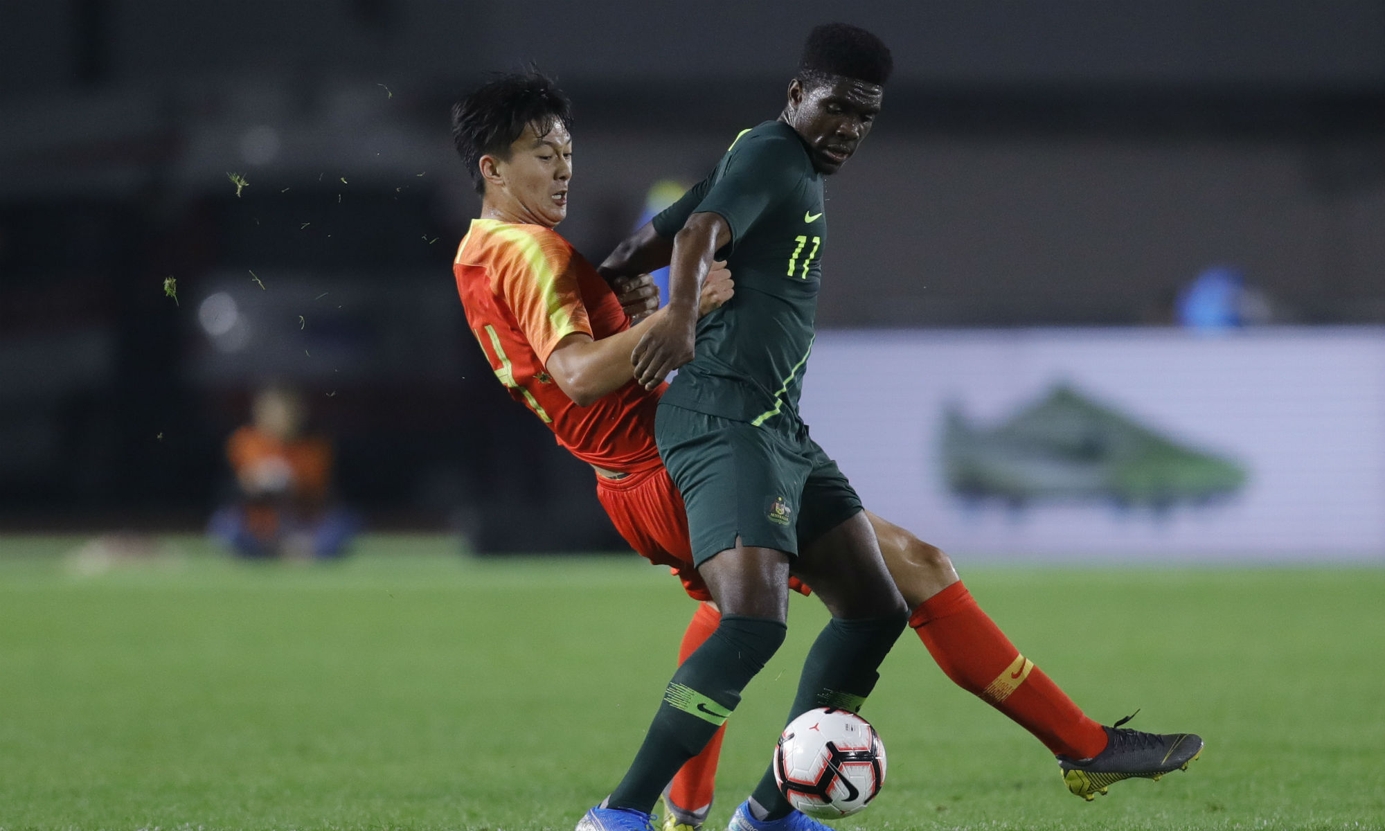Al Hassan Toure in action for Australia U-23 against China U-23 