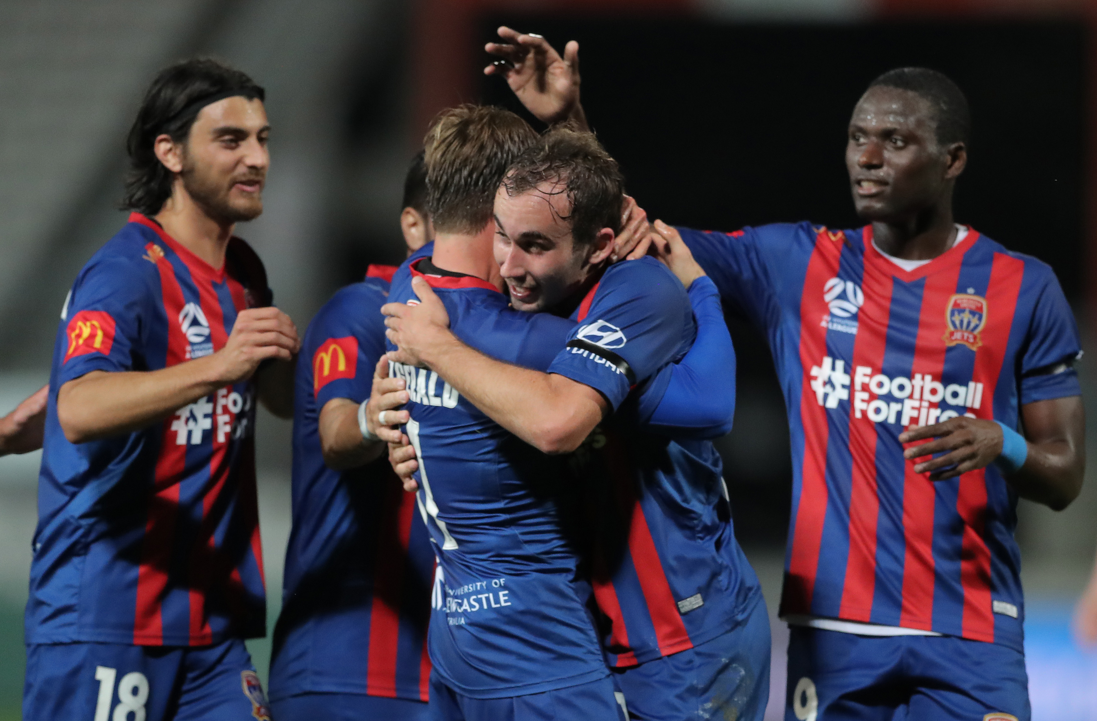 Jets celebrate a goal