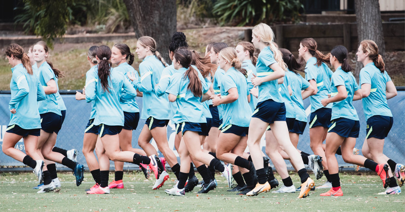 Young Matildas at a training camp in Sydney