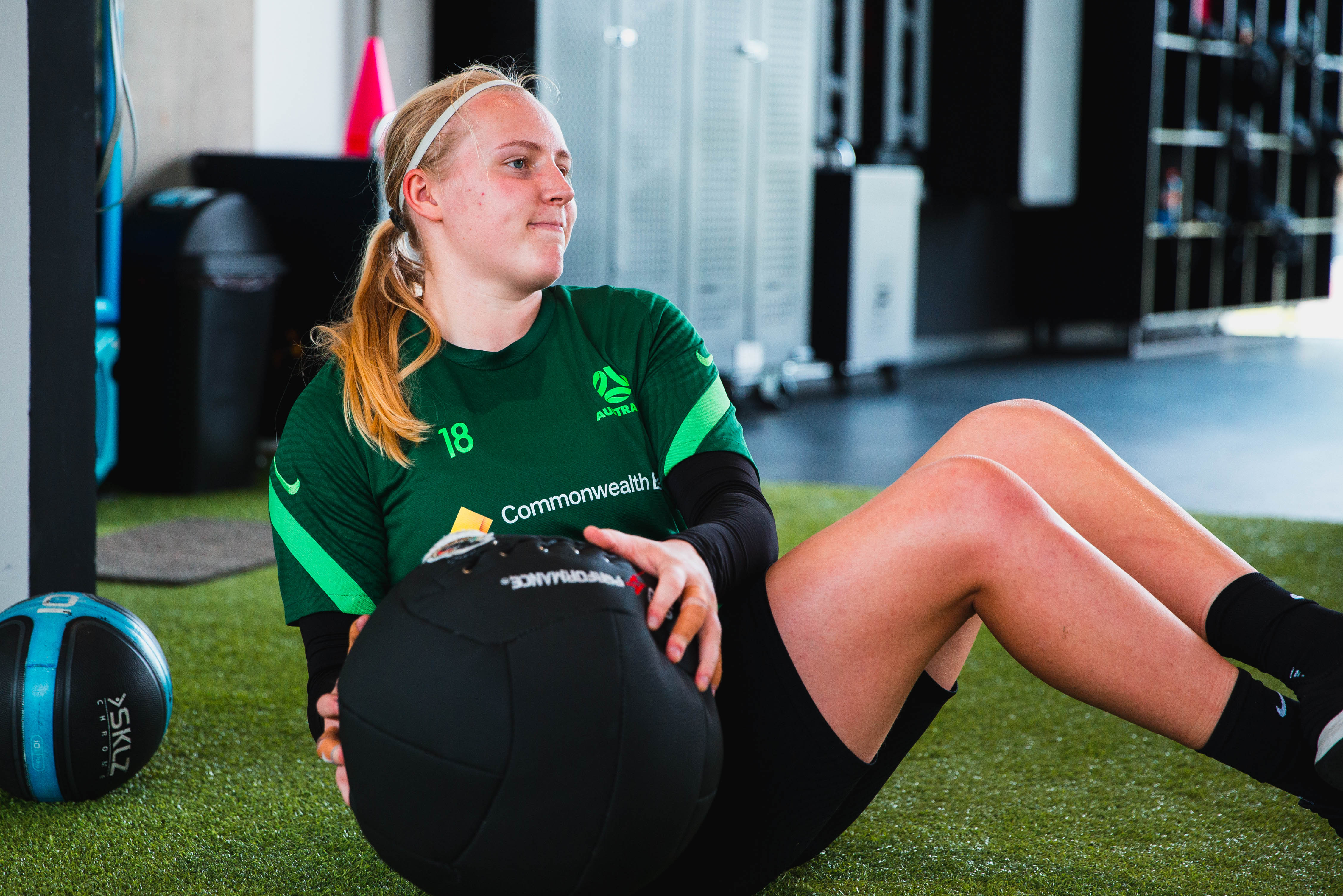 Sally James in the gym