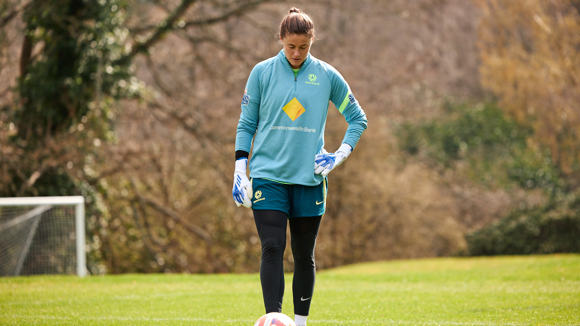 Teagan Micah during CommBank Matildas' training in Surrey. (Photo: Rachel Bach/By The White Line)