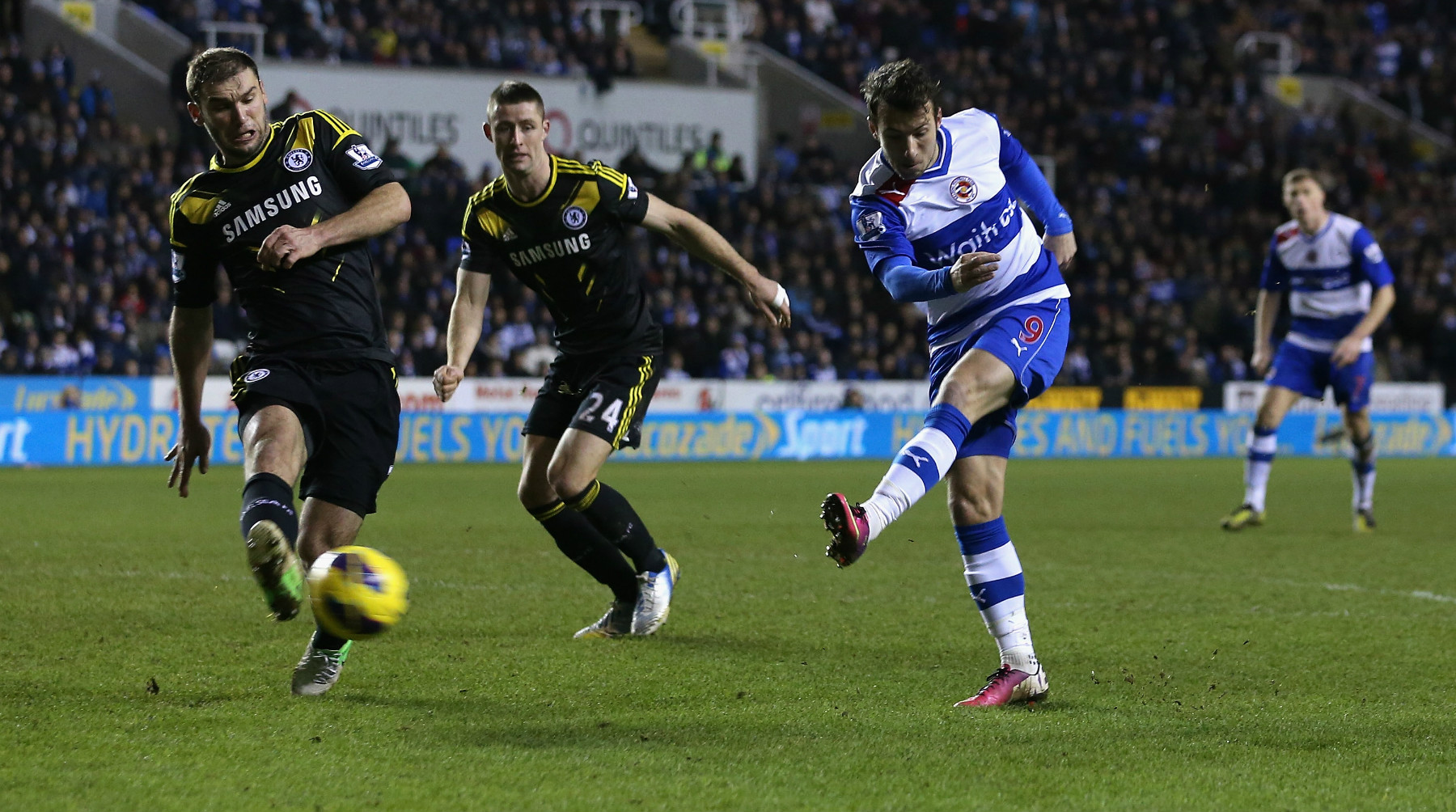 Adam Le Fondre scores his second goal in Reading's 2-2 draw against Chelsea