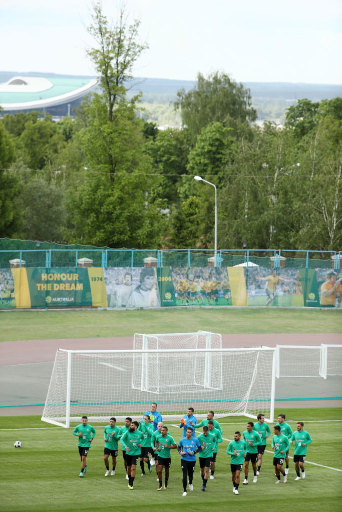 Banners around the stadium remember some of Australia's great football moments