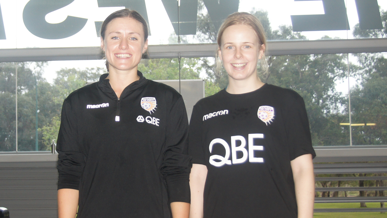Tash Rigby and Grace Henry in the gym