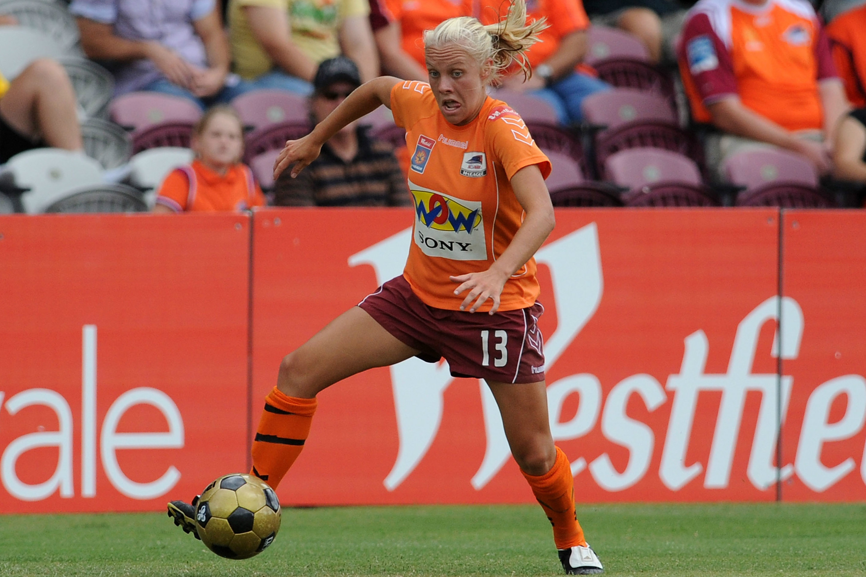 Tameka Butt on the ball for the Roar in the 2008/09 Season decider.