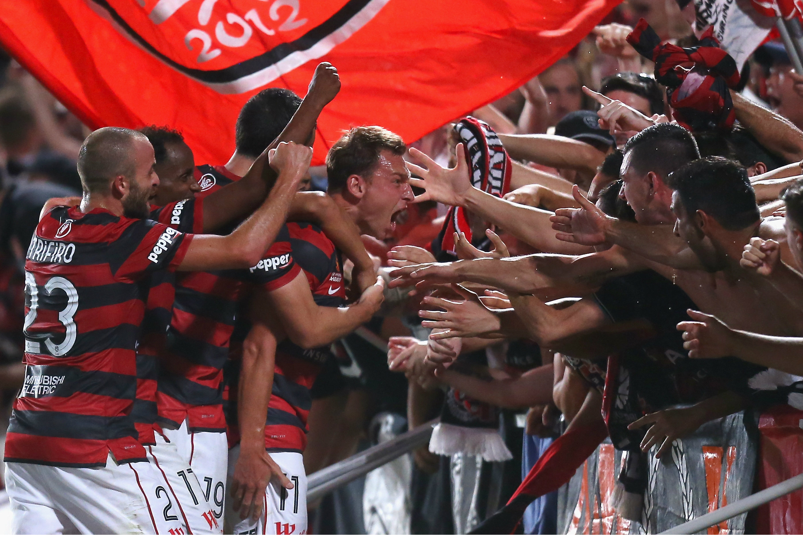 Derby 5: It took 86 minutes but Brendon Santalab's late goal delighted the Wanderers fans in a 1-0 triumph.