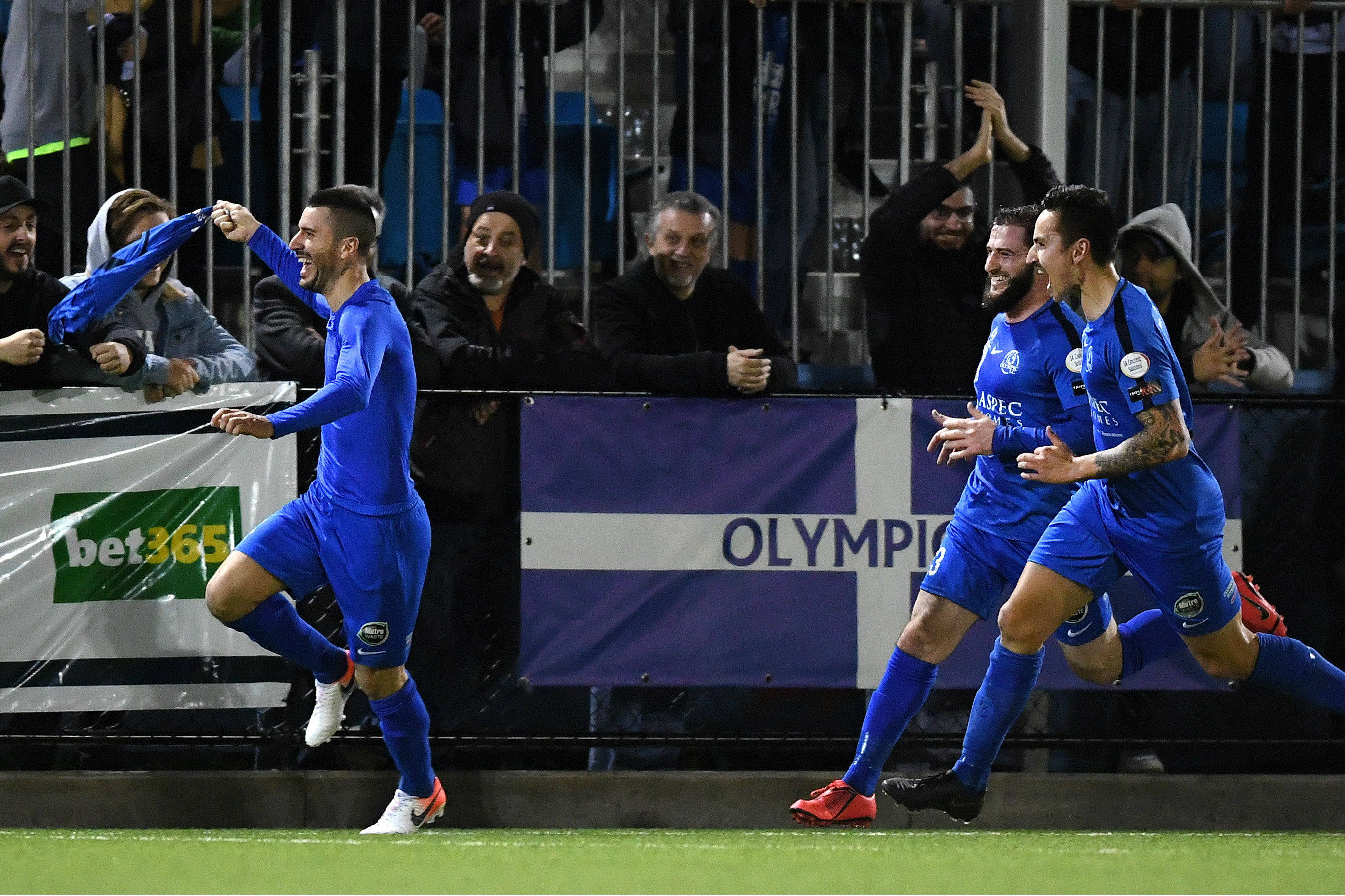 This celebration after his goal saw Adelaide Olympic's Fausto Erba sent off