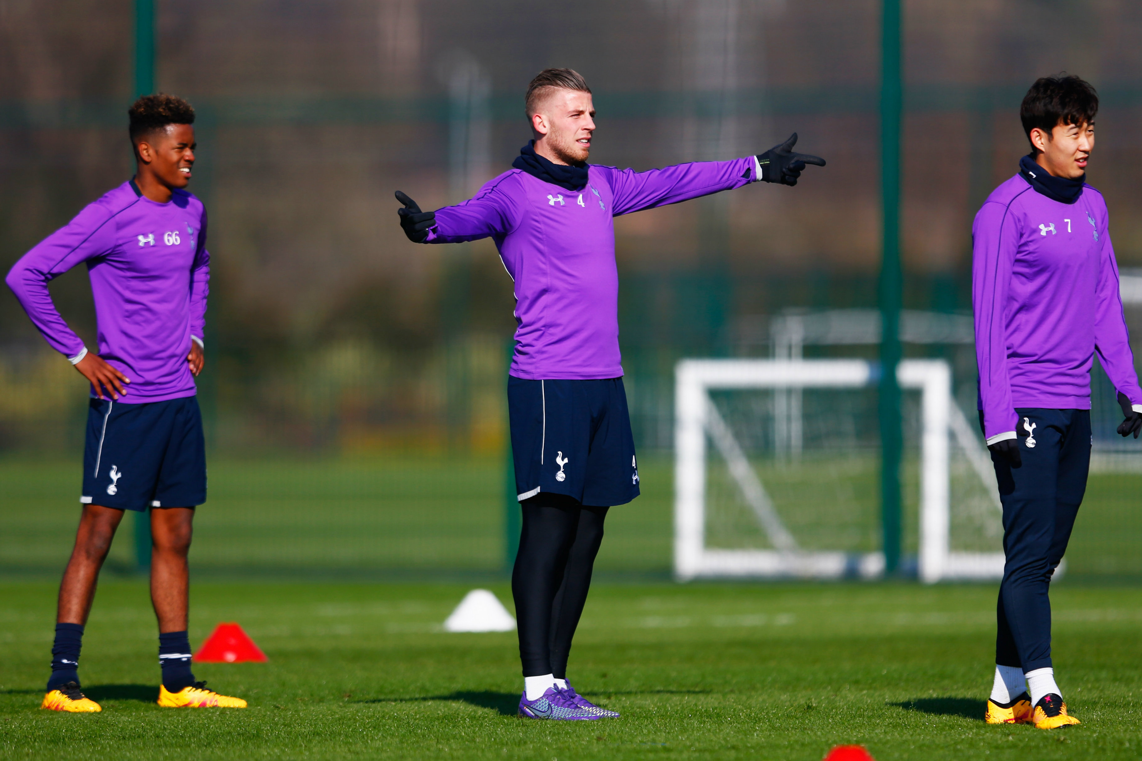 Shayon Harrison training with Tottenham stars Toby Alderweireld and Son Hueng-Min