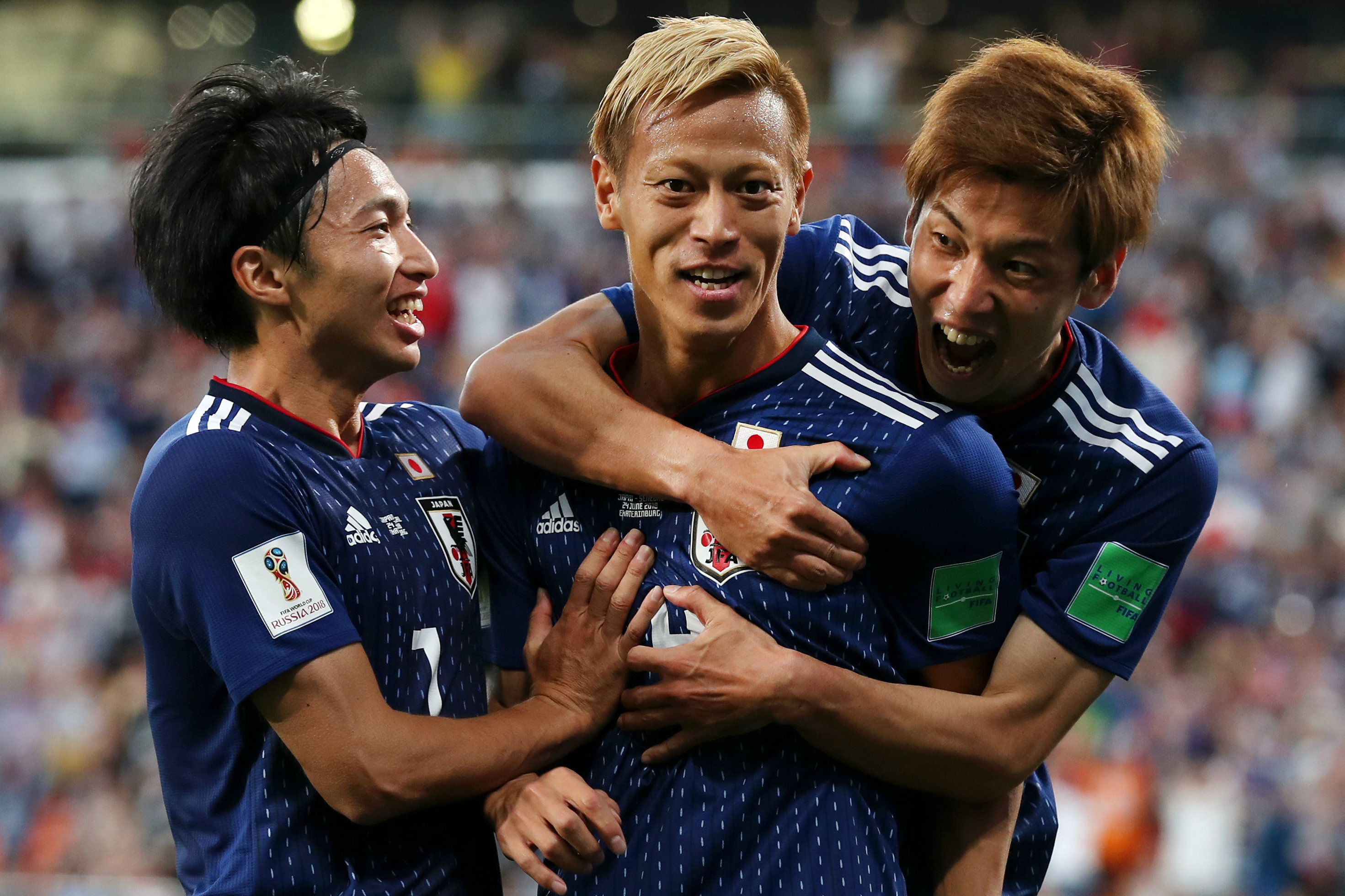 Honda scored against Senegal in Russia, becoming the first Japanese player to score at three FIFA World Cups.
