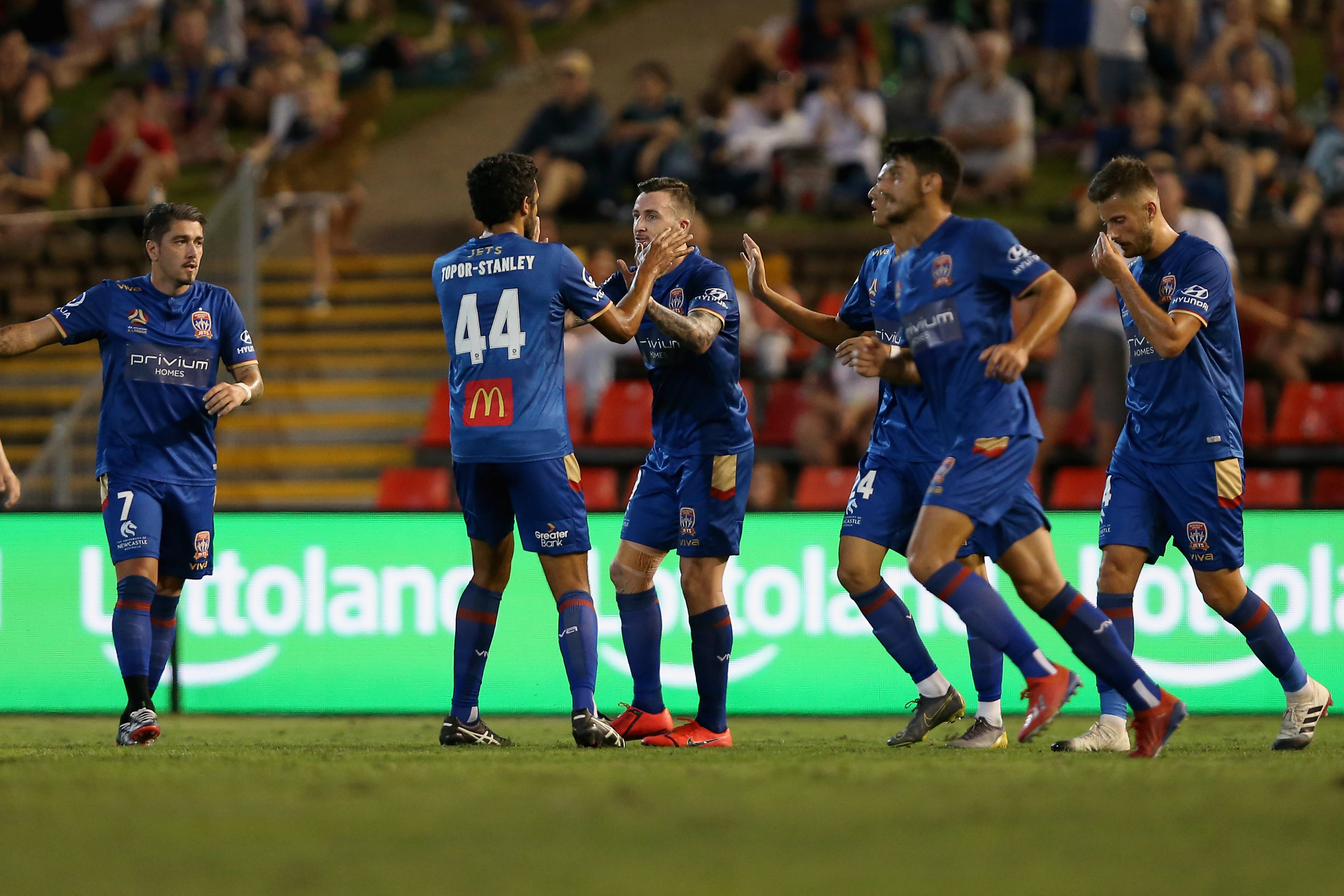 Newcastle Jets celebrate a goal
