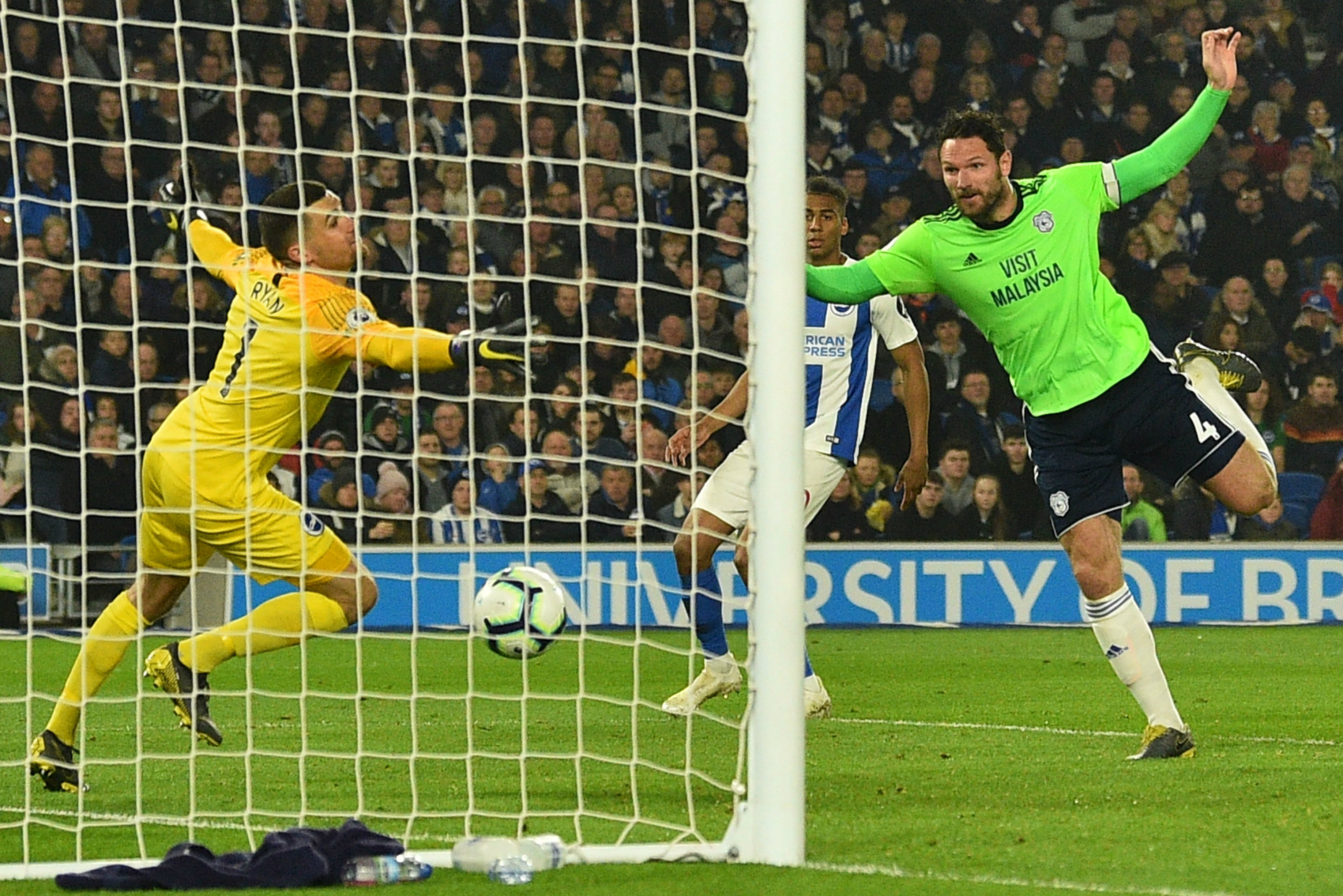 Sean Morrison heads past Maty Ryan early in the second half