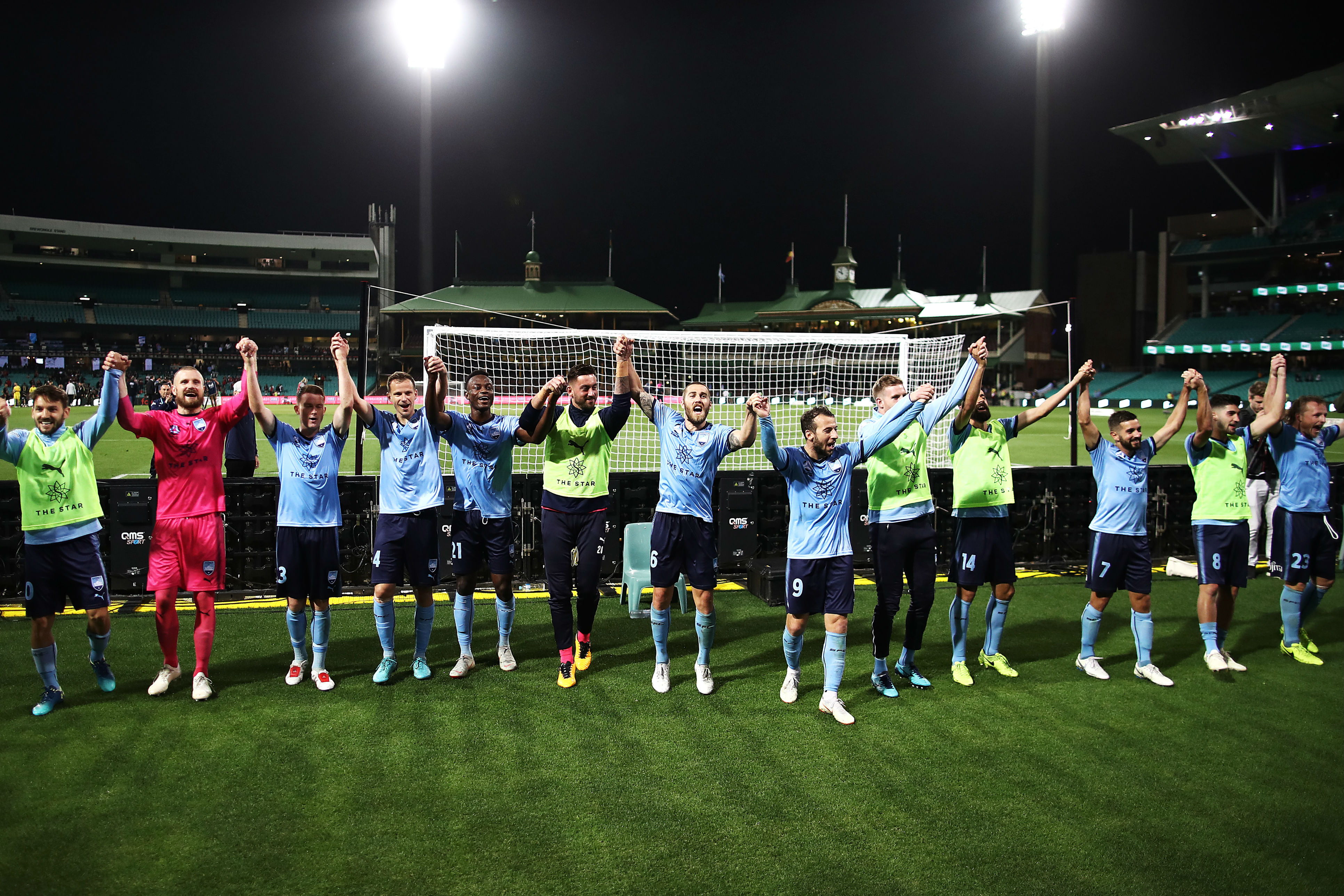 Sydney FC players after the derby win