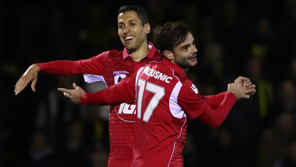 Adelaide United's Karim Matmour (left) nearly scored a stunning strike in the FFA Cup on Wednesday night.