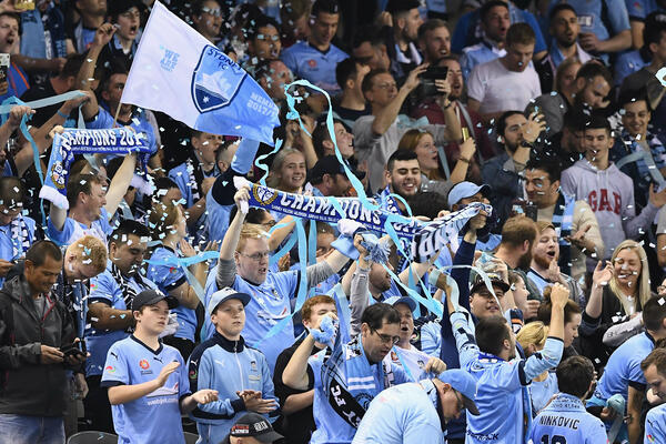 Sydney FC fans at the Round 1 Big Blue in Melbourne.