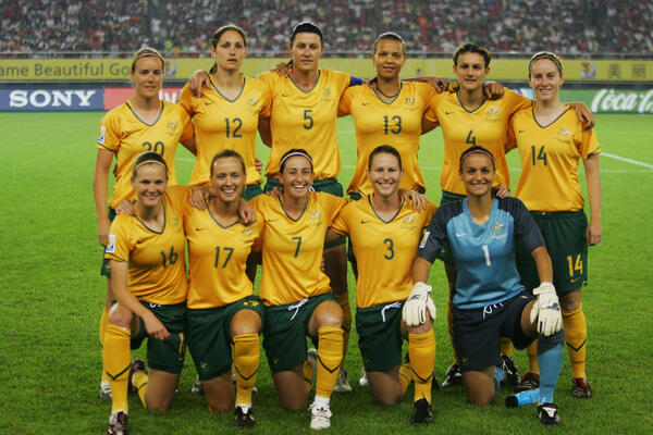 The starting XI of the Westfield Matildas featuring Alagich, McCallum and Garriock.