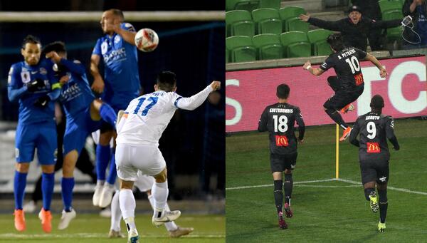 Bangers: Evans and Petratos have been unveiled as Goal of the Round of 32 winners