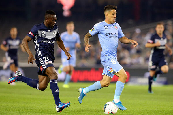 City's Javier Cabrera looks to stride away from Adama Traore