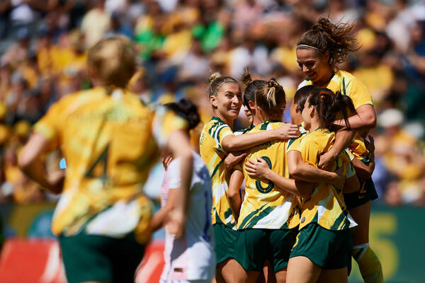 Matildas celebrate v Chile