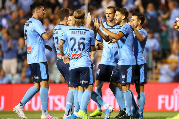 Sydney FC celebrate a goal