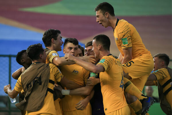 Joeys celebrate a goal against Nigeria