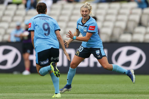 What a return to the Sky Blues for Remy Siemsen, celebrating one of her two goals against Victory