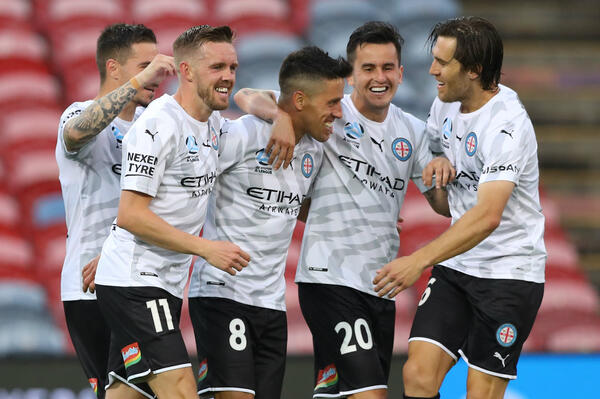Melbourne City celebrate a goal