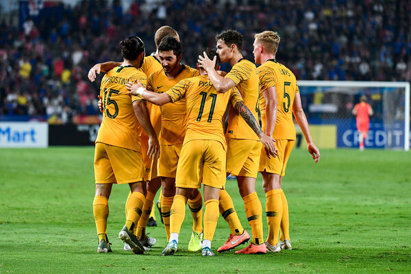 U-23's celebrate v Thailand