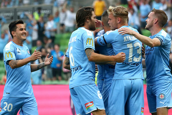 Melbourne City celebrate a goal