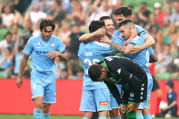 Melbourne City celebrate a goal