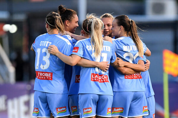 Melbourne City celebrate a goal