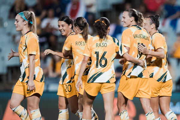 Westfield Matildas celebrate a goal