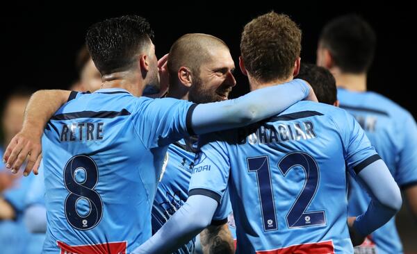 Sydney FC celebrate a goal