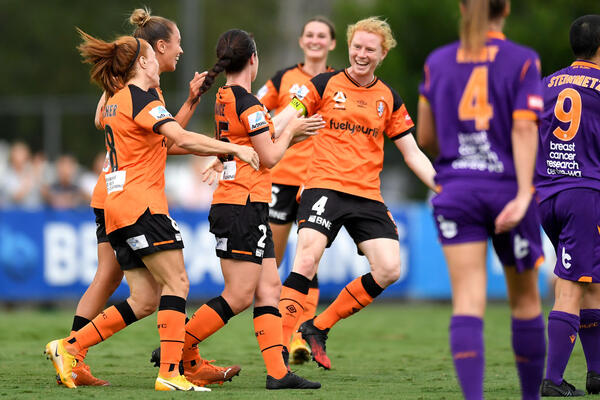 Brisbane Roar players celebrate