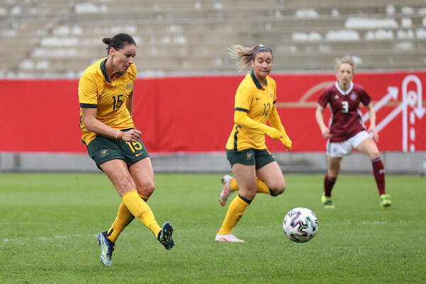 Emily Gielnik takes a shot against Germany 