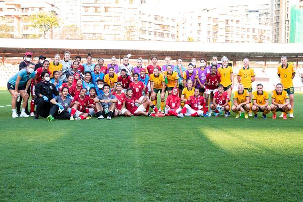 Matildas and Indonesia group photo