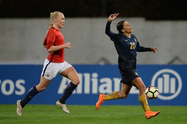 Sam Kerr sets new Westfield Matildas record in Norway win