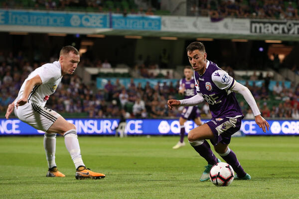 Chris Ikonomidis of Perth Glory v Wellington Phoenix, Round 27