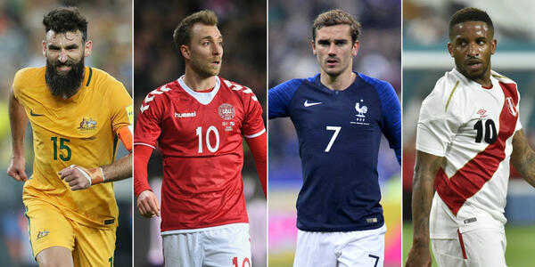 Jedinak Eriksen Griezmann and Farfan