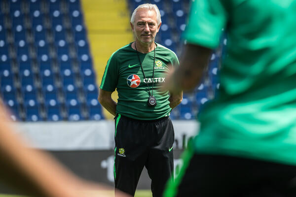 Bert van Marwijk keeps a close eye on proceedings.