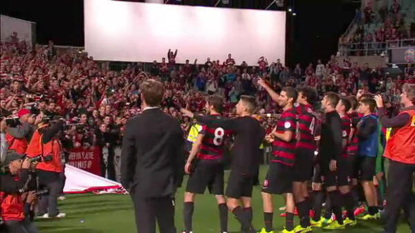 Wanderers celebrate with fans