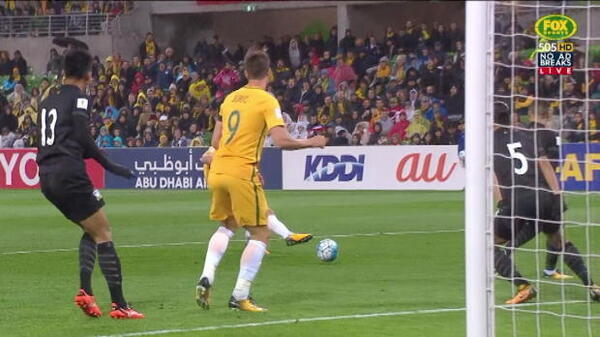 Mooy strikes the post