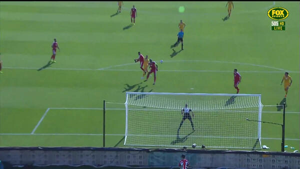 Jamie Maclaren kick starts the actionagainst Palestine