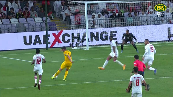 Giannou comes close to breaking the deadlock for the Socceroos