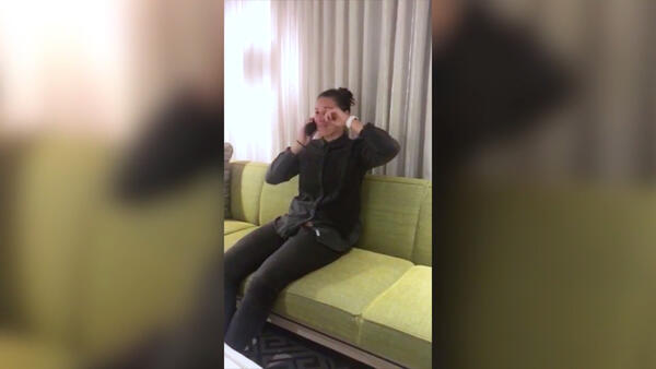 Emily Gielnik reacts to getting the call for the World Cup