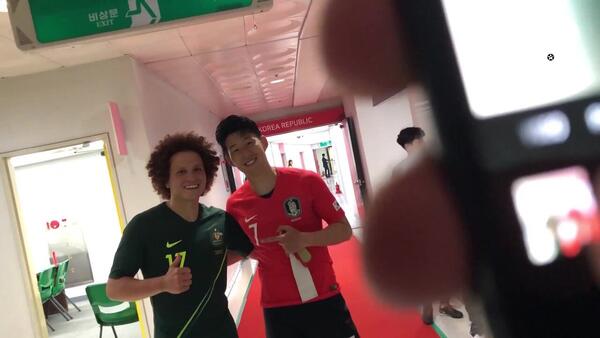 Amini and Son exchange jerseys