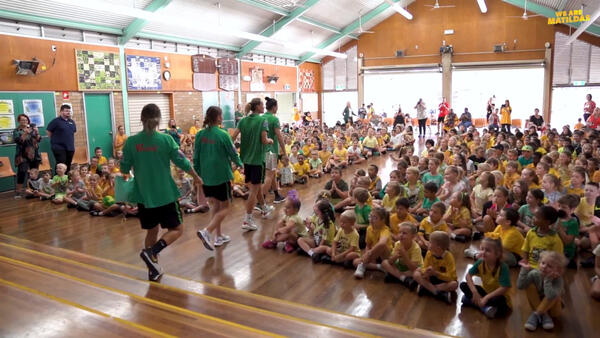 Westfield Matildas visit Maryland Primary School in Newcastle